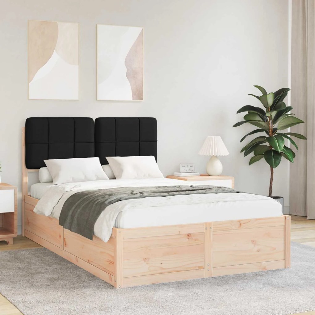 vidaXL Σκελετός Κρεβατιού με Επενδεδυμένο Κεφαλάρι Μαύρο 120 x 200 cm