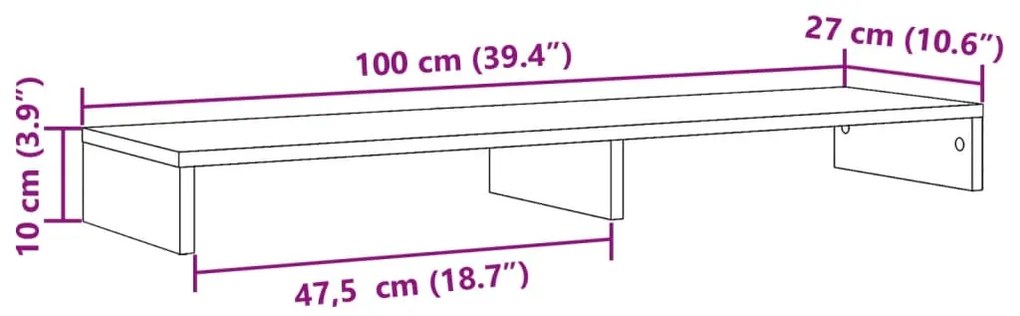 Βάση Οθόνης Μαύρη 100x27x10 εκ. από Επεξεργασμένο Ξύλο - Μαύρο