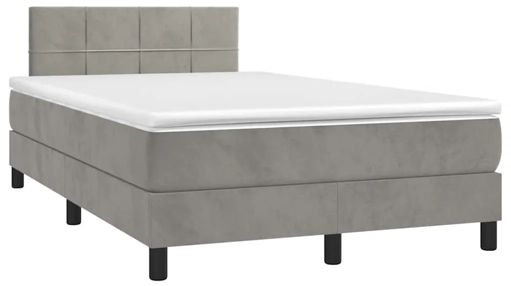 vidaXL Κρεβάτι Boxspring με Στρώμα & LED Αν.Γκρι 120x190εκ. Βελούδινο