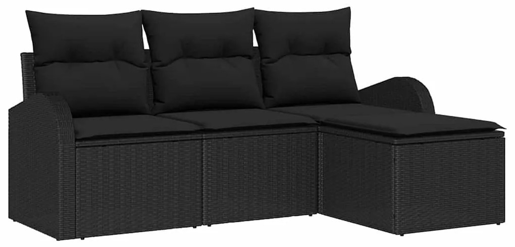 vidaXL Σετ Καναπέ Κήπου με μαξιλάρι 4 pcs Μαύρο Πολυ ράταν