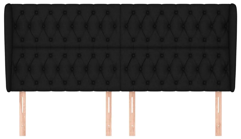Κεφαλάρι με Πτερύγια Μαύρο 183x23x118/128 εκ. Υφασμάτινο 3118308