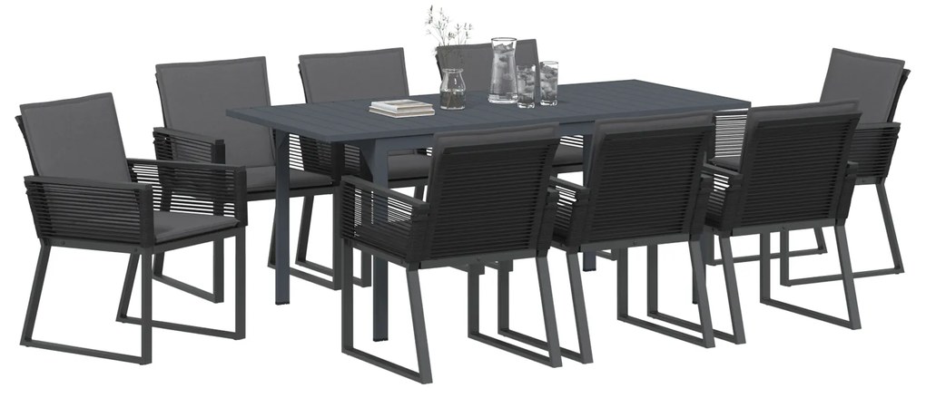 vidaXL Σετ τραπεζαρίας κήπου με μαξιλάρια 9 pcs Ανθρακί Μεσαίο