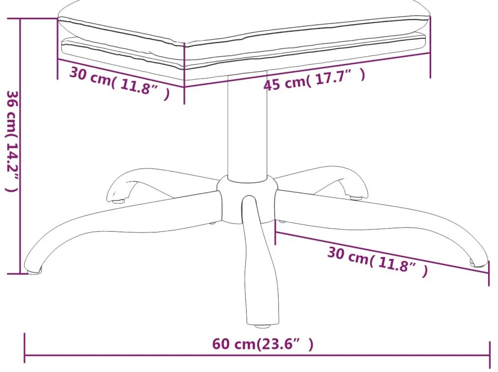 vidaXL Υποπόδιο Μπλε 60x60x36 εκ. Ύφασμα &amp; Συνθετικό Δέρμα