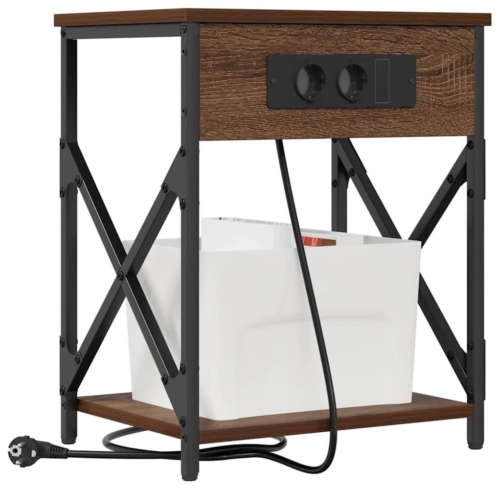 vidaXL Κομοδίνο 2 pcs Καφέ δρυς 41 x 31 x 51 εκ. Επεξεργασμένο ξύλο