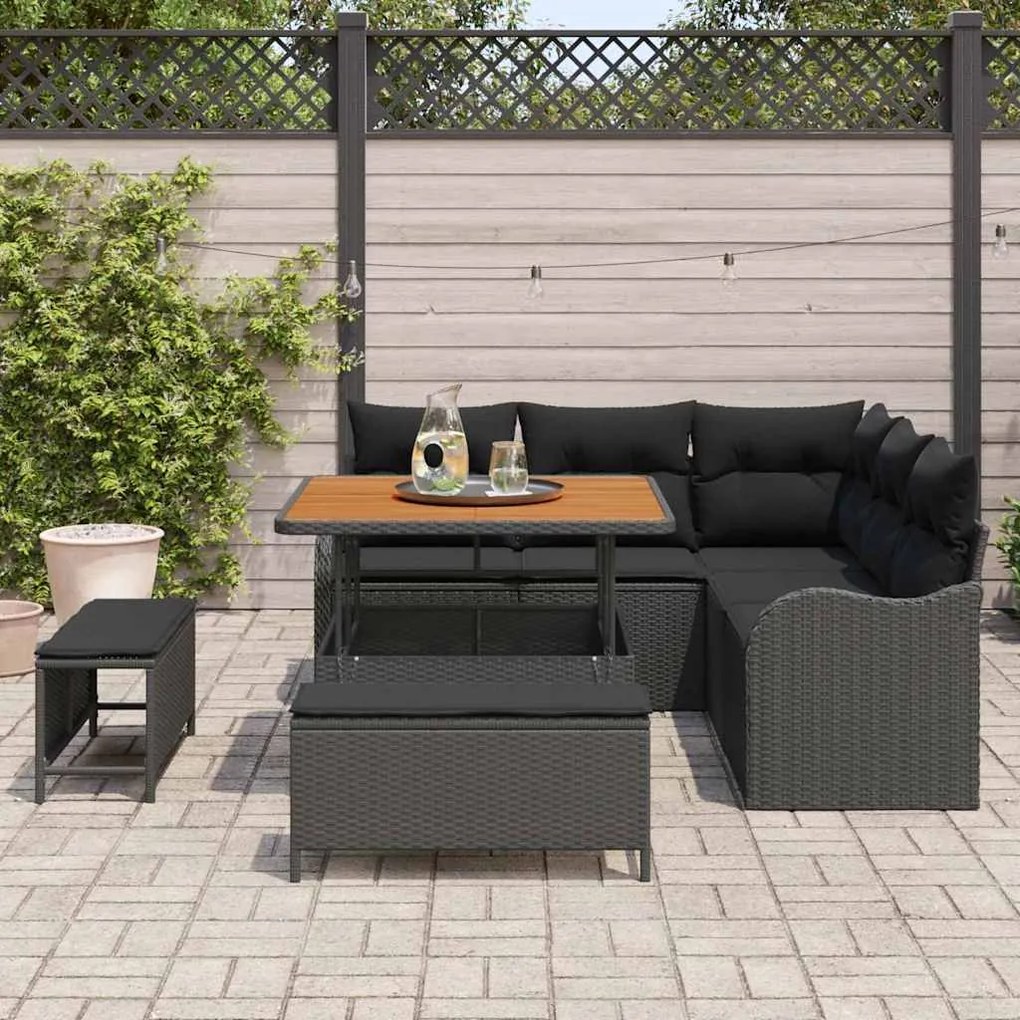 vidaXL Σετ Καναπέ Κήπου 8 pcs Μαύρο συνθετικό ρατάν