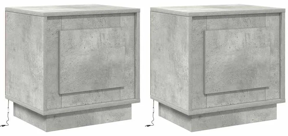 vidaXL Κομοδίνο με 2 pcs Γκρι σκυροδέματος 44 x 34.5 x 45 εκ
