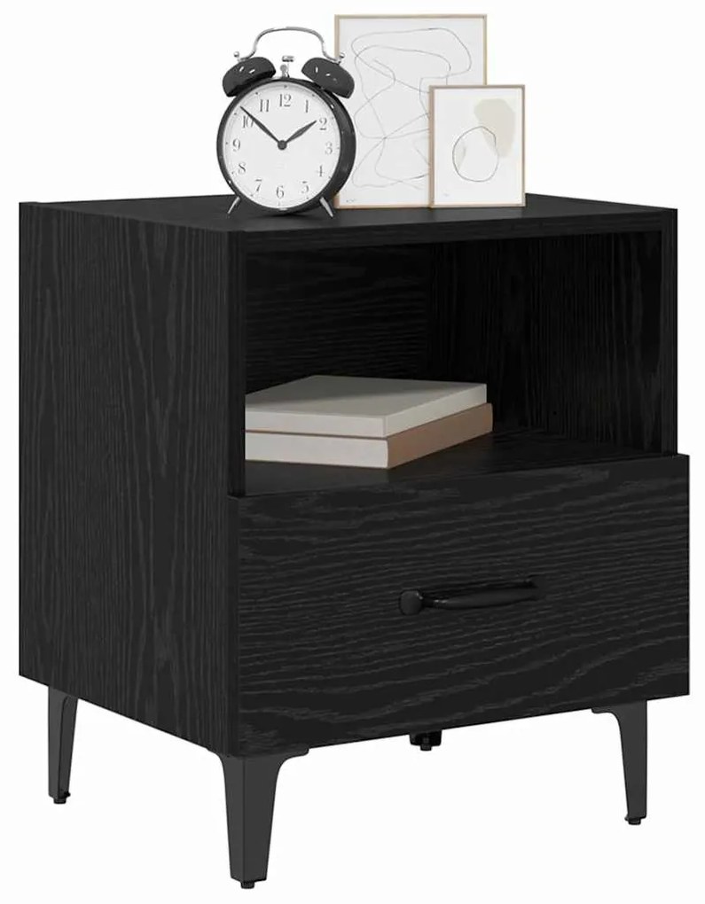 vidaXL Κομοδίνο 2 pcs Μαύρη δρυς 40 x 35 x 47.5 εκ Επεξεργασμένο ξύλο
