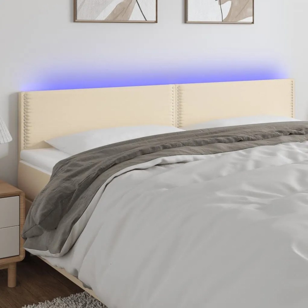 Κεφαλάρι Κρεβατιού LED Κρεμ 160x5x78/88 εκ. Υφασμάτινο 3121483