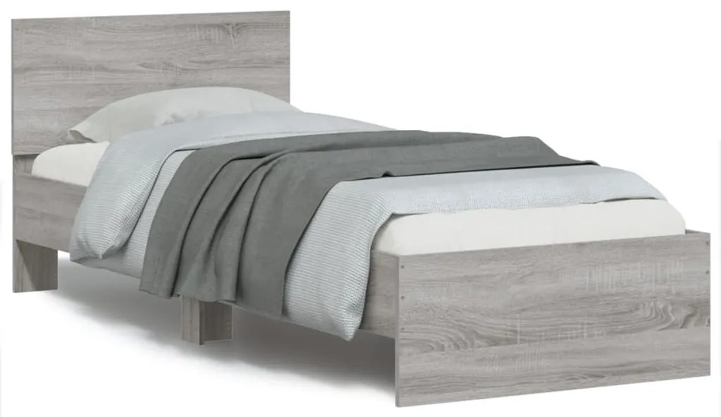 vidaXL Πλαίσιο Κρεβατιού με Κεφαλάρι Γκρι Sonoma 75x190 εκ. Επεξ. Ξύλο