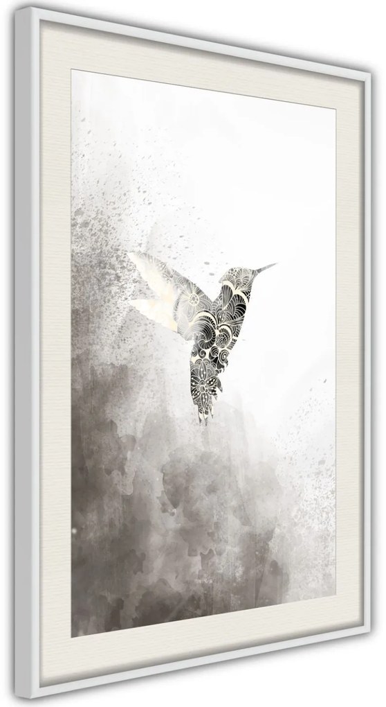 Αφίσα - Hummingbird in Shades of Grey - 20x30 - Χρυσό - Χωρίς πασπαρτού