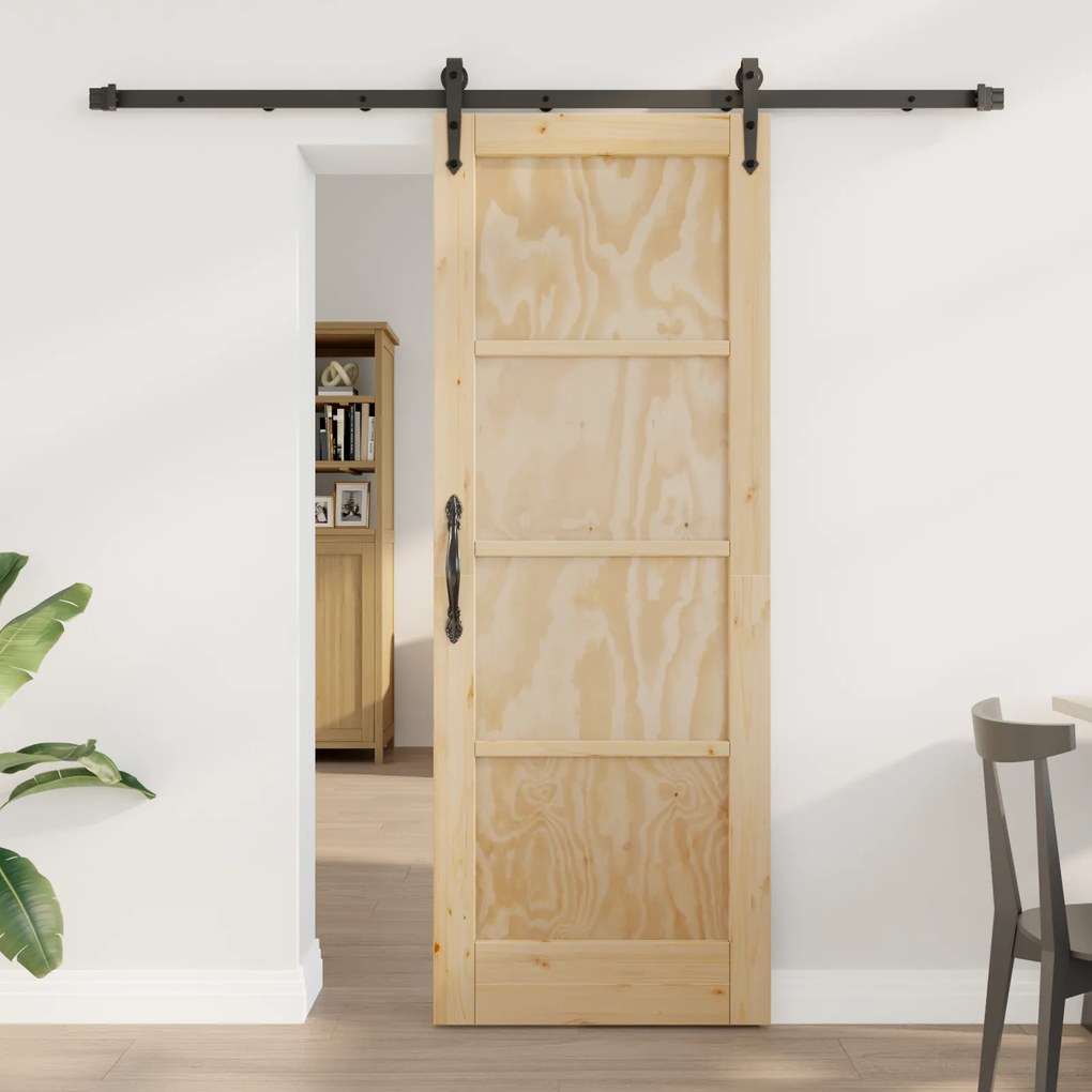 vidaXL Συρόμενη Πόρτα με Σετ Εξαρτημάτων 73.5x198.5 εκ. Στερεό Ξύλο Πεύκου