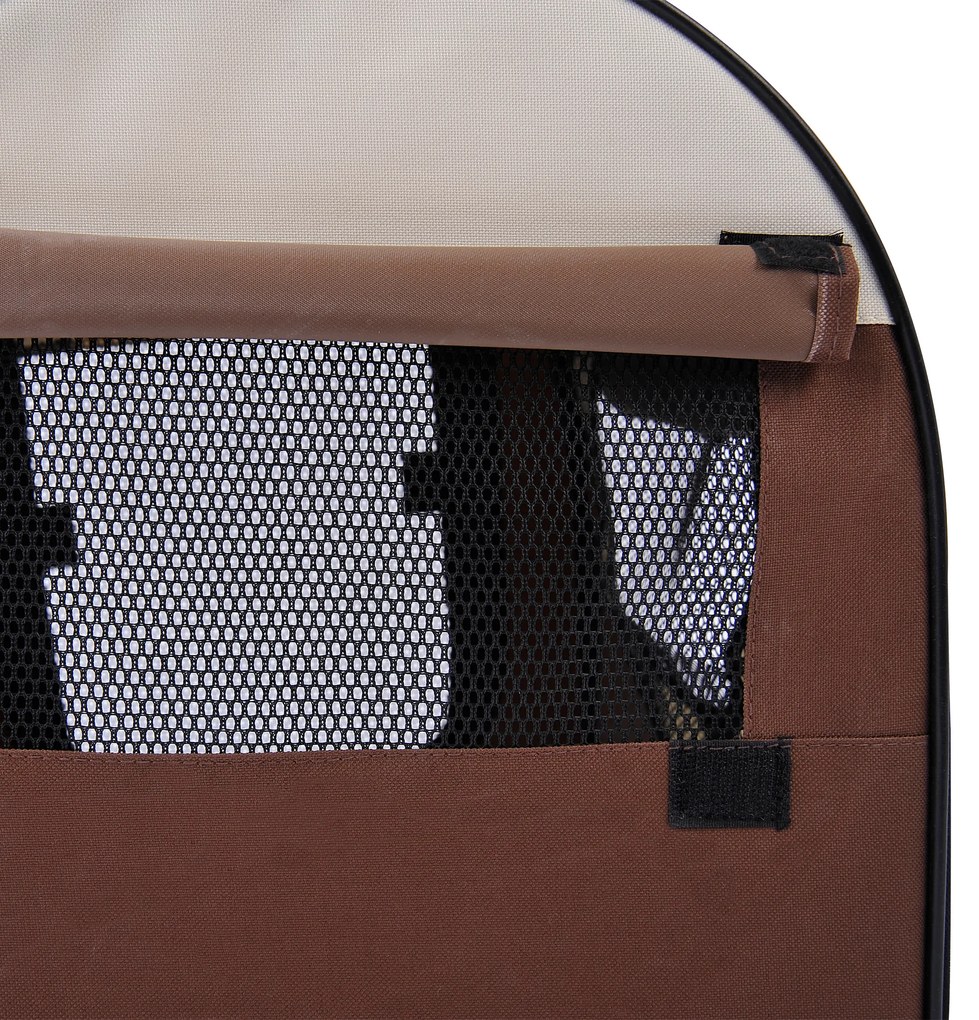 PawHut Σκυλοκουτί αναδιπλούμενο, τσάντα μεταφοράς κατοικίδιων με μαξιλάρι, τσάντα ταξιδίου, αδιάβροχο ύφασμα Oxford, καφέ, 61 x 46 x 51 cm