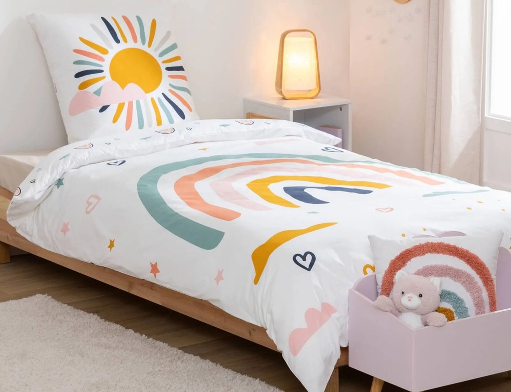 Σετ Μονή Παπλωματοθήκη &amp; Μαξιλαροθήκη Rainbow Atmosphera 2 όψεων, από βαμβάκι 57TC, με διαστάσεις 140x200cm