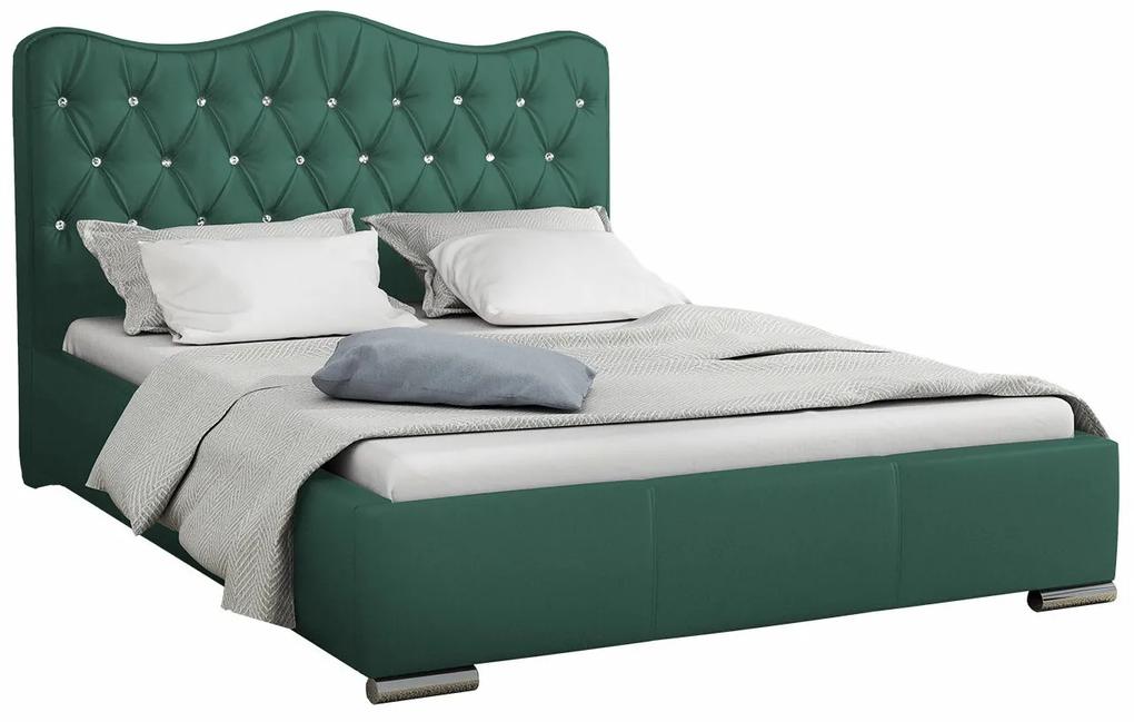 Κρεβάτι Baltimore 141, Διπλό, Πράσινο, Ταπισερί, Τάβλες για Κρεβάτι, 200x218x100cm, 133 kg | Epipla1.gr