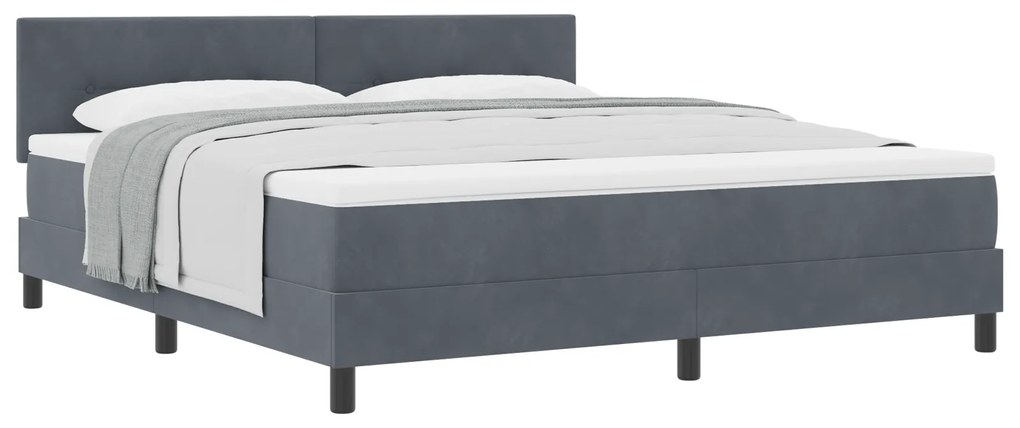 vidaXL κρεβάτι Box Spring με στρώμα Σκούρο Γκρι Super King Βελούδο