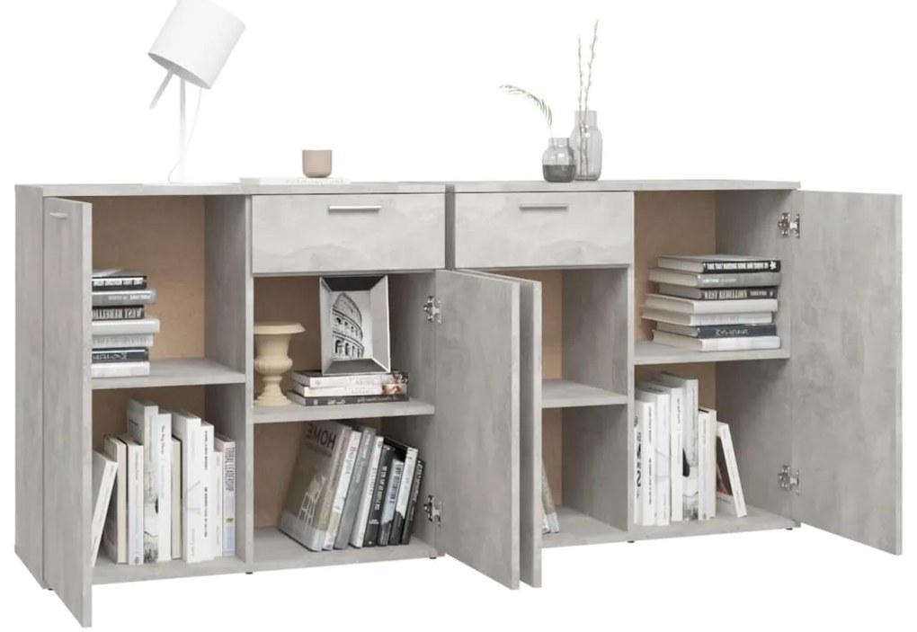 vidaXL Μπουφές Γκρι Σκυροδέματος 160 x 36 x 75 εκ. από Επεξ. Ξύλο