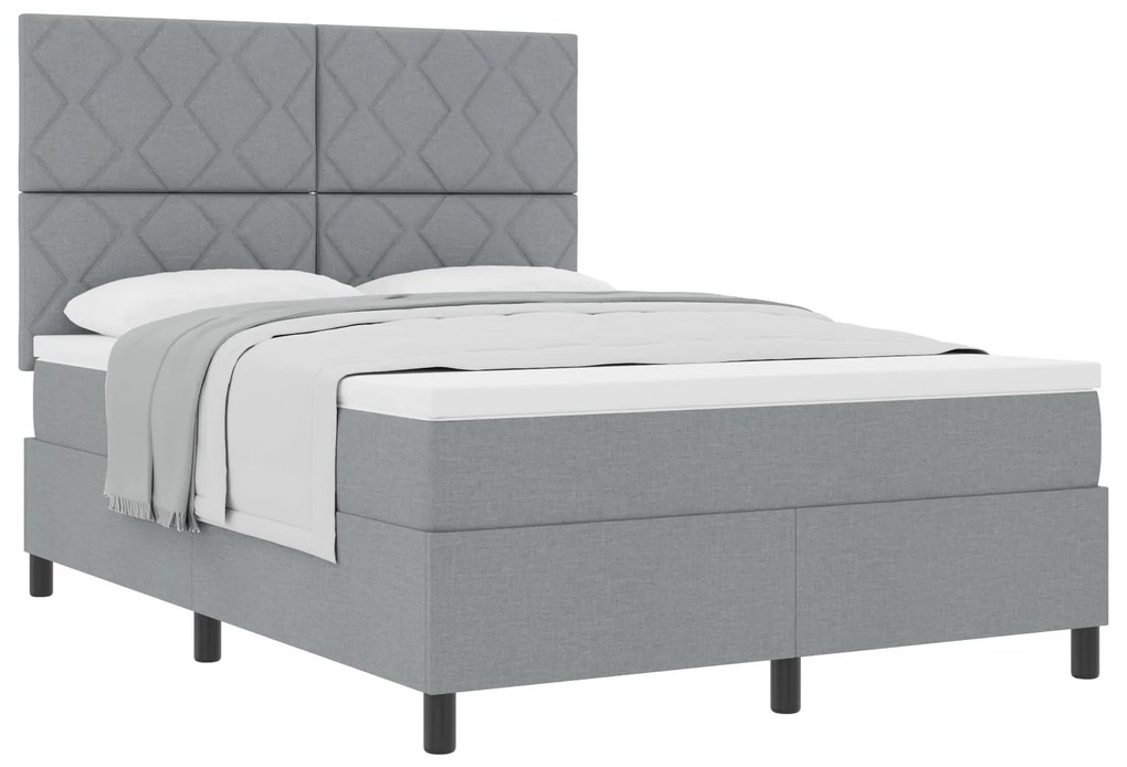 vidaXL Κρεβάτι Box Spring με Στρώμα Φως Γκρι 160x200 εκ. Ύφασμα