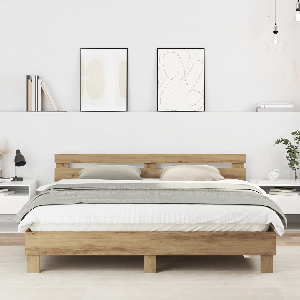 vidaXL Σκελετός Κρεβατιού με κεφαλάρι Artisan Oak 180 x 200 cm