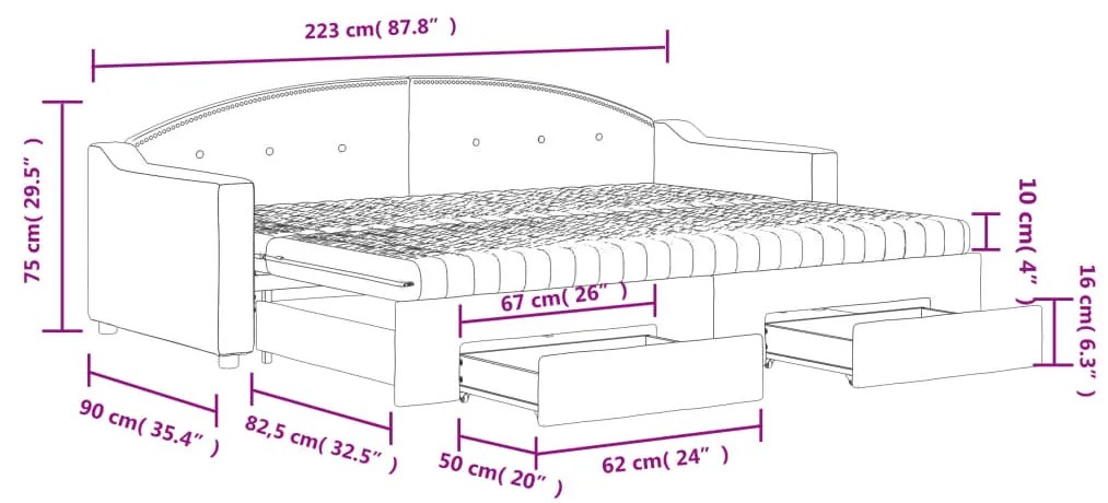 Καναπές Κρεβάτι Συρόμενος Taupe 80x200 εκ. Υφασμάτινος Συρτάρια - Μπεζ-Γκρι