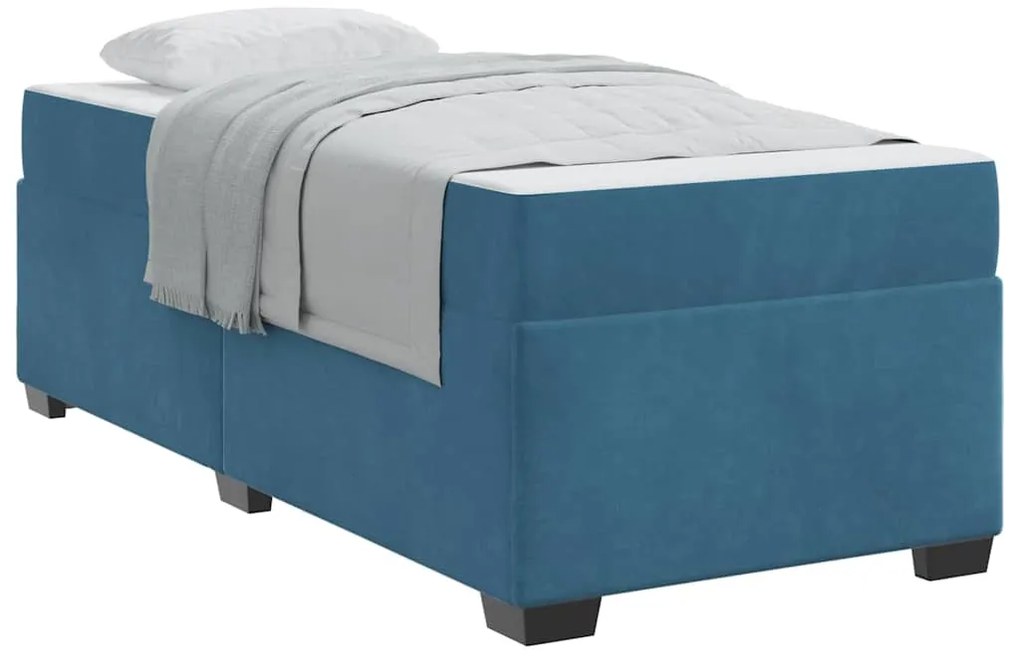 vidaXL Σκελετός Κρεβατιού Άλλο Σκούρο Μπλε 90 x 190 cm Βελούδο