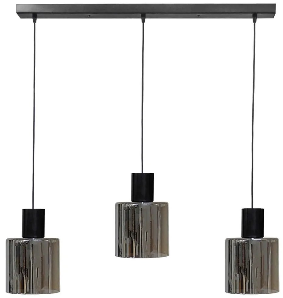 Φωτιστικό Οροφής - Ράγα Mirror-C 02-0421 3/Ε27 Φ15x80x100cm Fume-Black Heronia Metal, Glass