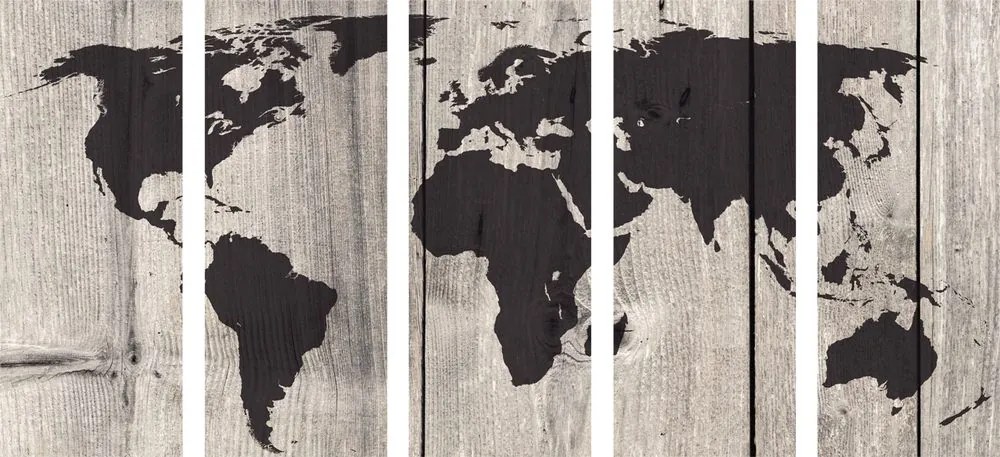 Χάρτης εικόνων 5 μερών σε ξύλινο φόντο - 200x100