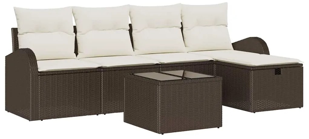 vidaXL Σετ Καναπέ Κήπου 6 pcs Καφέ και κρεμ 234 x 117 x 85 εκ