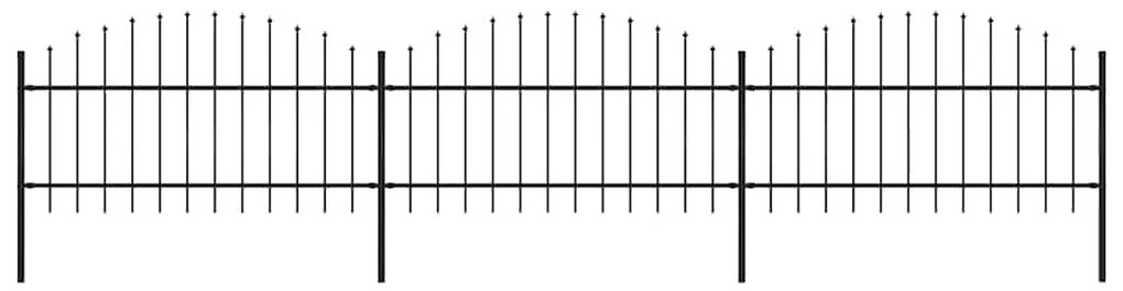 vidaXL Φράχτης Κήπου με Κορυφή Δόρυ Μαύρος Ατσάλινος 537 x 125 εκ.