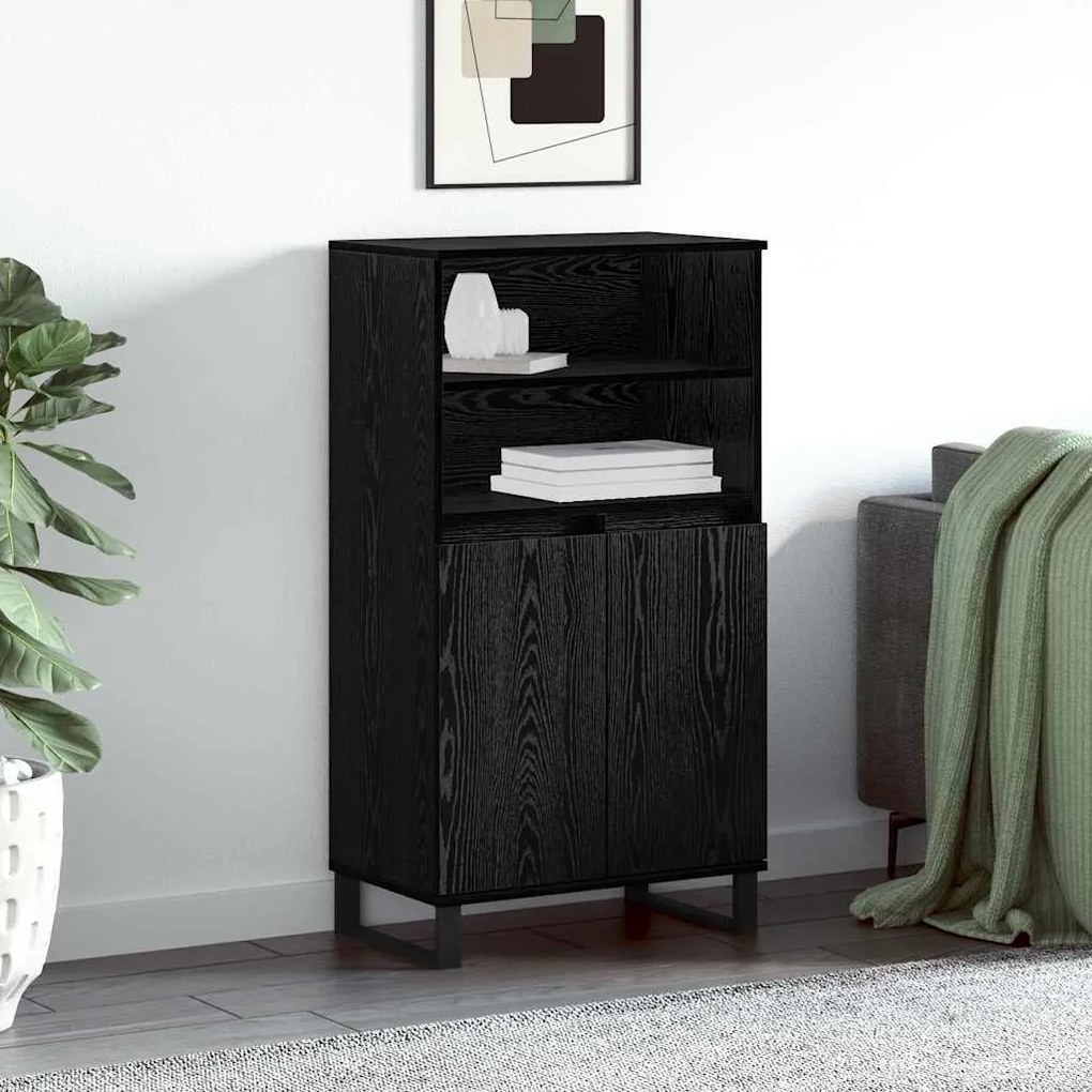 vidaXL Highboard με ράφι Μαύρο 60 x 36 x 110 εκ Επεξεργασμένο ξύλο