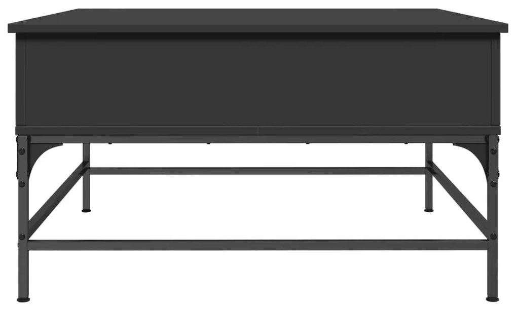 Τραπεζάκι Σαλονιού Μαύρο 80x80x45εκ. Επεξεργασμένο Ξύλο+Μέταλλο - Μαύρο