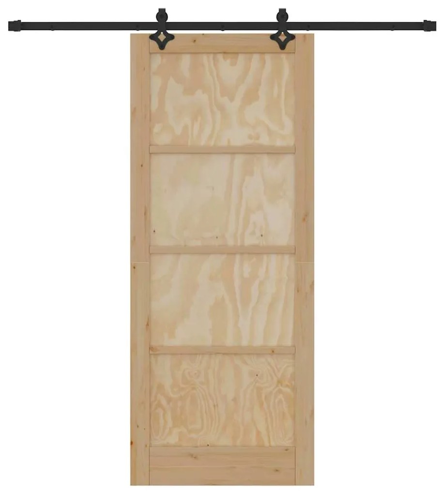vidaXL Συρόμενη Πόρτα Φυσικό και μαύρο 86 x 211 cm