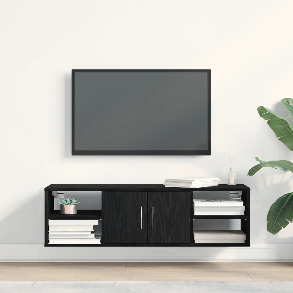 vidaXL Επιτοίχια Ράφα Μαύρη Δρυς 140x41x75 εκ. Επεξεργασμένο Ξύλο