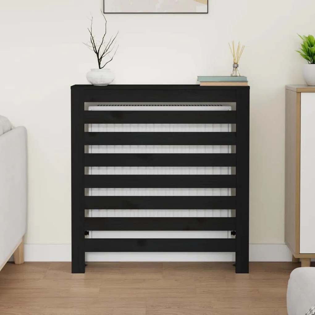 vidaXL Κάλυμμα Καλοριφέρ Μαύρο 79,5x19x84 εκ. από Μασίφ Ξύλο Πεύκου