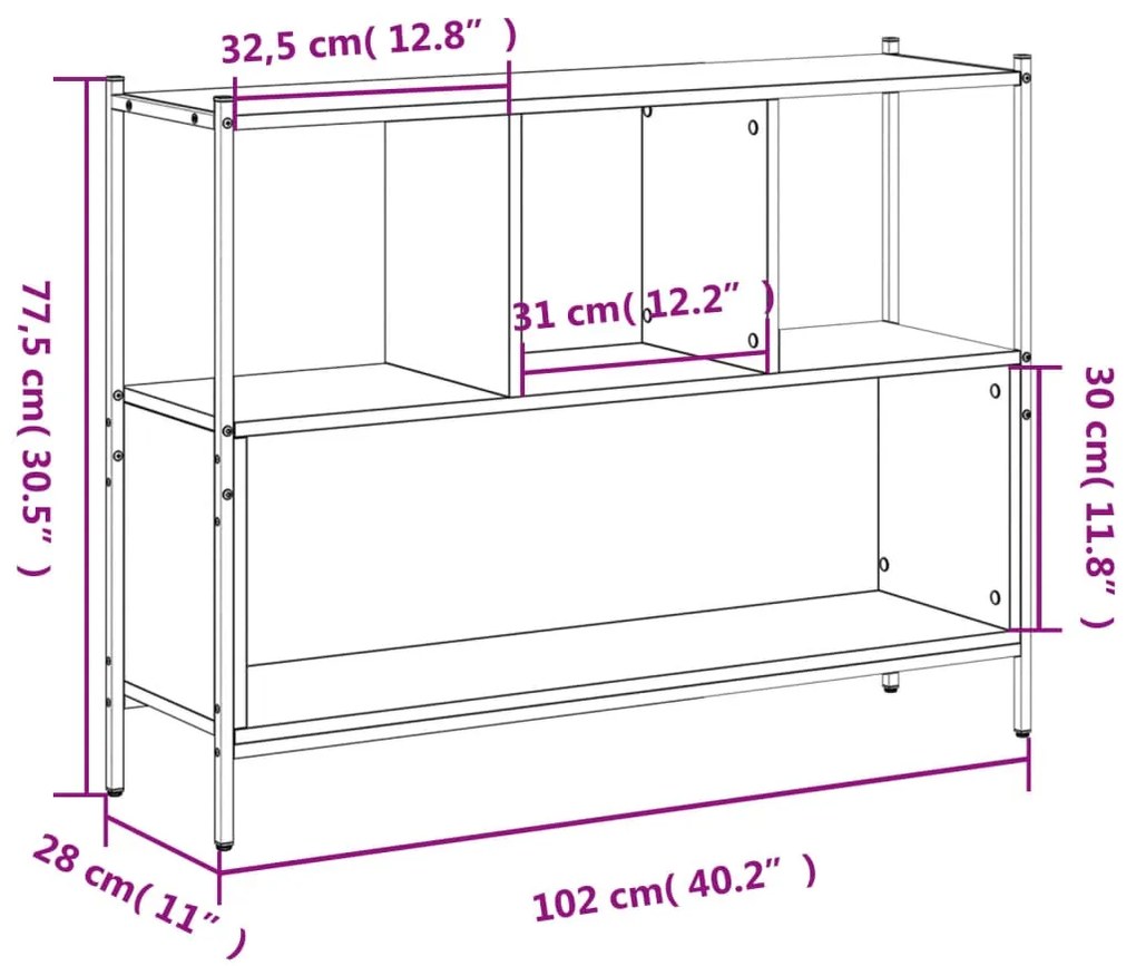 Βιβλιοθήκη Γκρι Sonoma 102x28x77,5 εκ. από Επεξεργασμένο Ξύλο - Γκρι