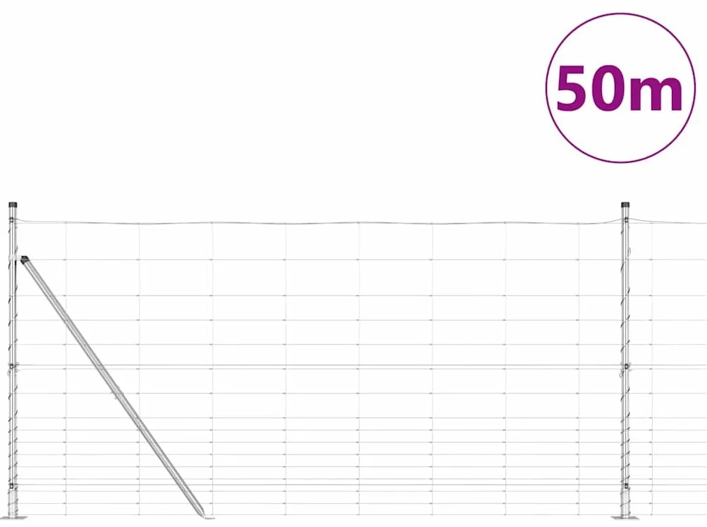 vidaXL Περίφραξη αγρού Ασημί 50 x 1.2 m Γαλβανισμένος χάλυβας