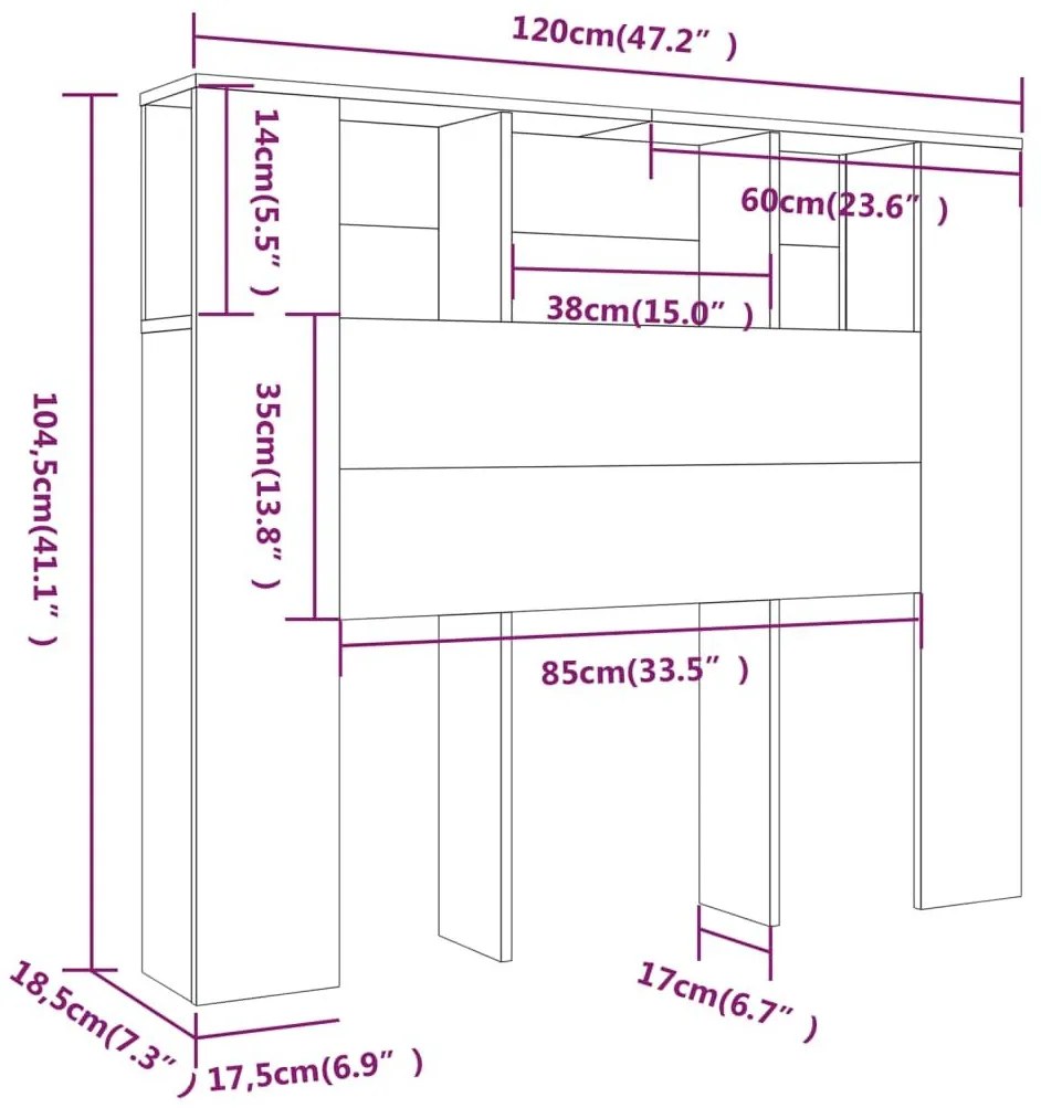 Κεφαλάρι Με Αποθηκευτικό Χώρο Sonoma Δρυς 120x18,5x102,5 εκ. - Καφέ