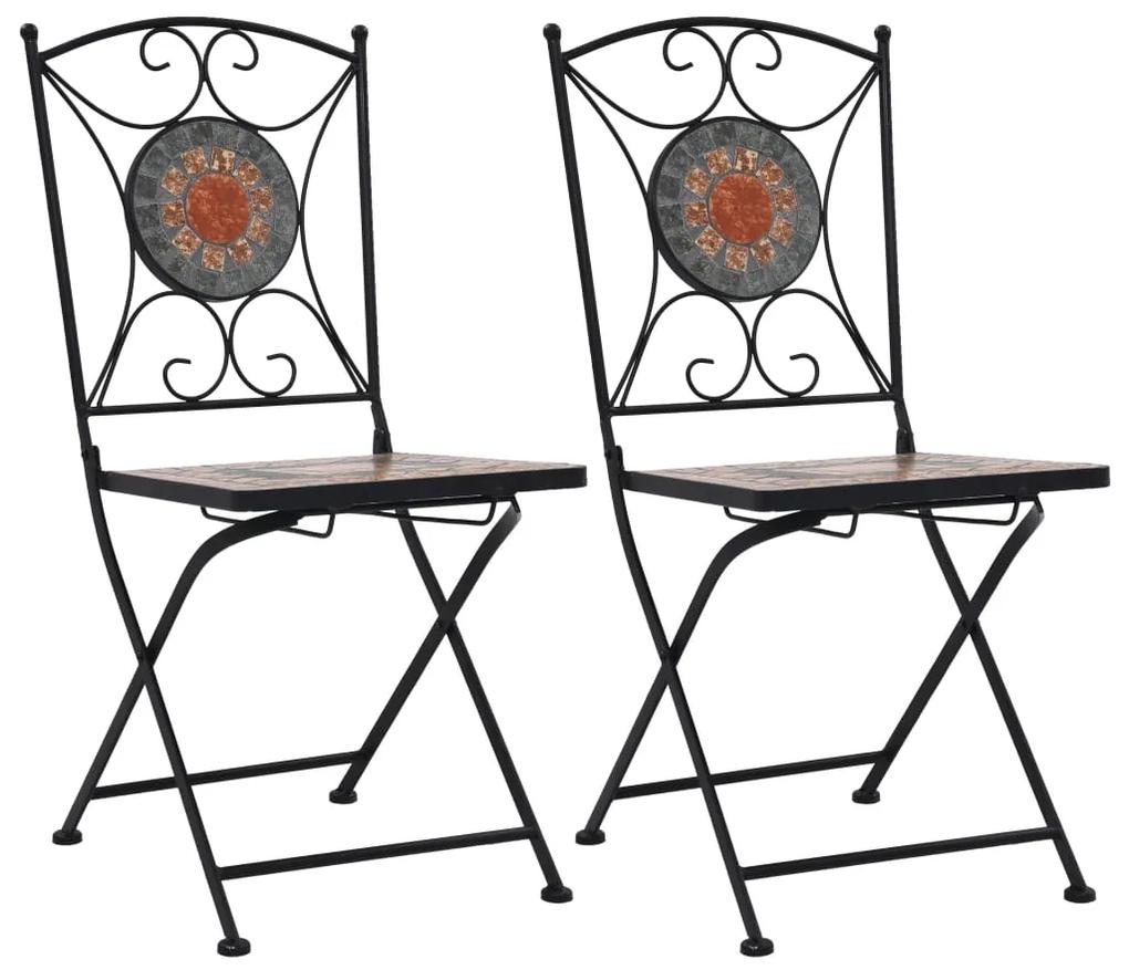 46718 vidaXL Καρέκλες Bistro «Μωσαϊκό» 2 τεμ. Πορτοκαλί / Γκρι Πορτοκαλί, 1 Τεμάχιο