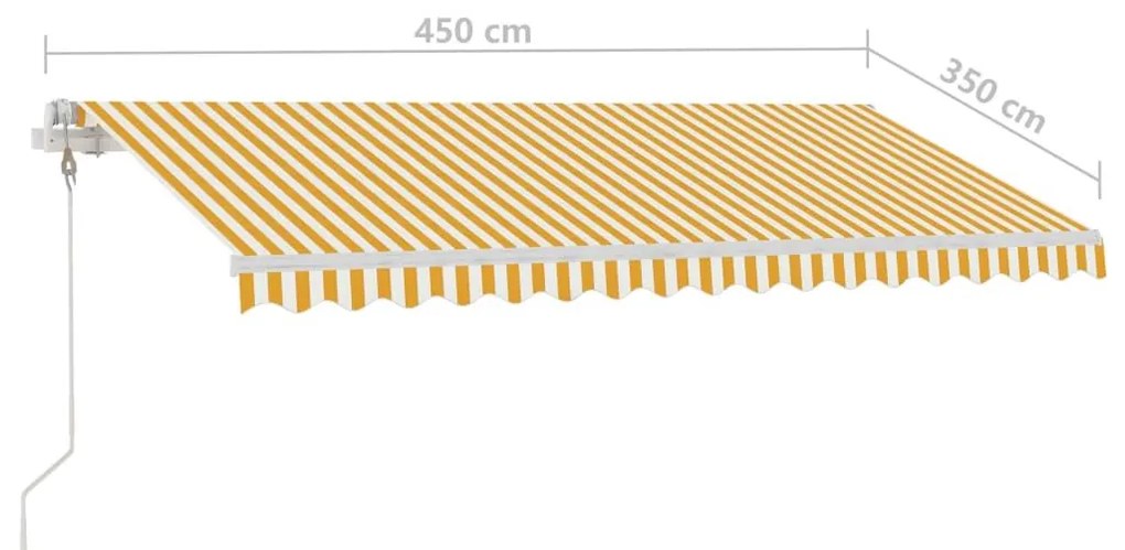 Τέντα Αυτόματη με LED &amp; Αισθ. Ανέμου Κίτρινο/Λευκό 450x350 εκ. - Κίτρινο