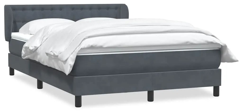 vidaXL Κρεβάτι Boxspring με Στρώμα Σκούρο Γκρι 160x210 εκ. Βελούδινο