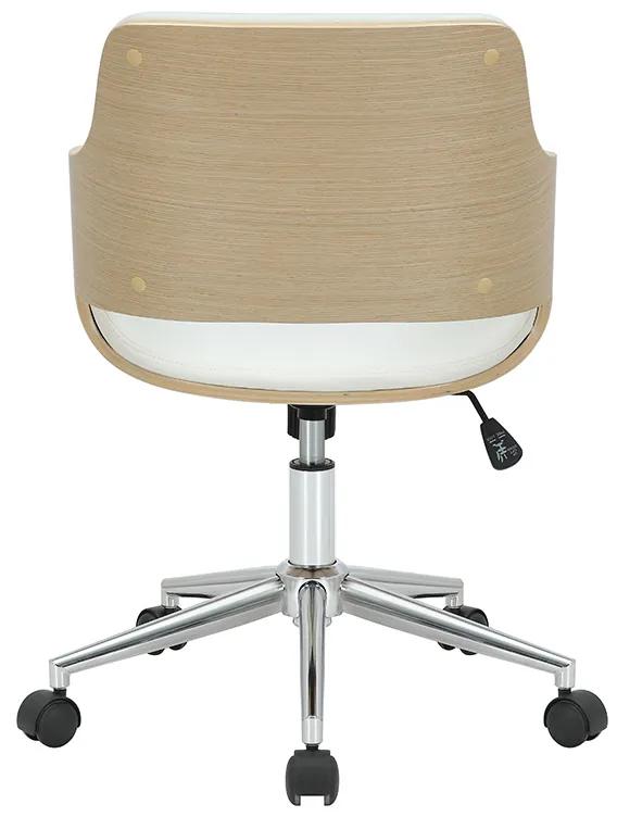 Καρέκλα γραφείου εργασίας Fern pakoworld PU λευκό ξύλο φυσικό - Μέταλλο - 106-000025