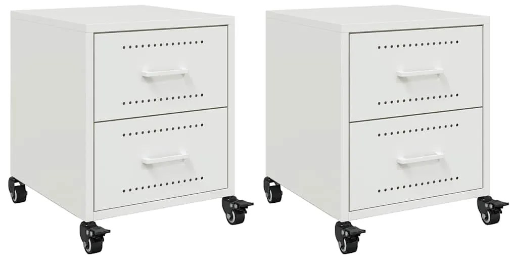 vidaXL Κομοδίνα 2 τεμ. Λευκό 36x39x43,5 εκ. από Χάλυβα
