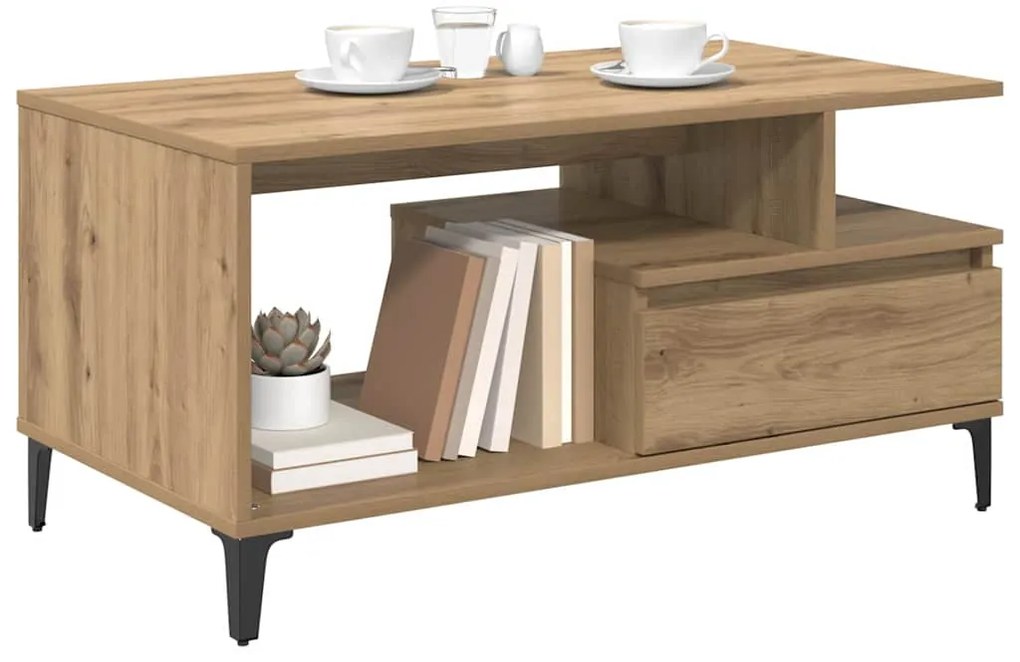 vidaXL Τραπεζάκι σαλονιού with Drawer artisan δρυς 90 x 49 x 45 εκ