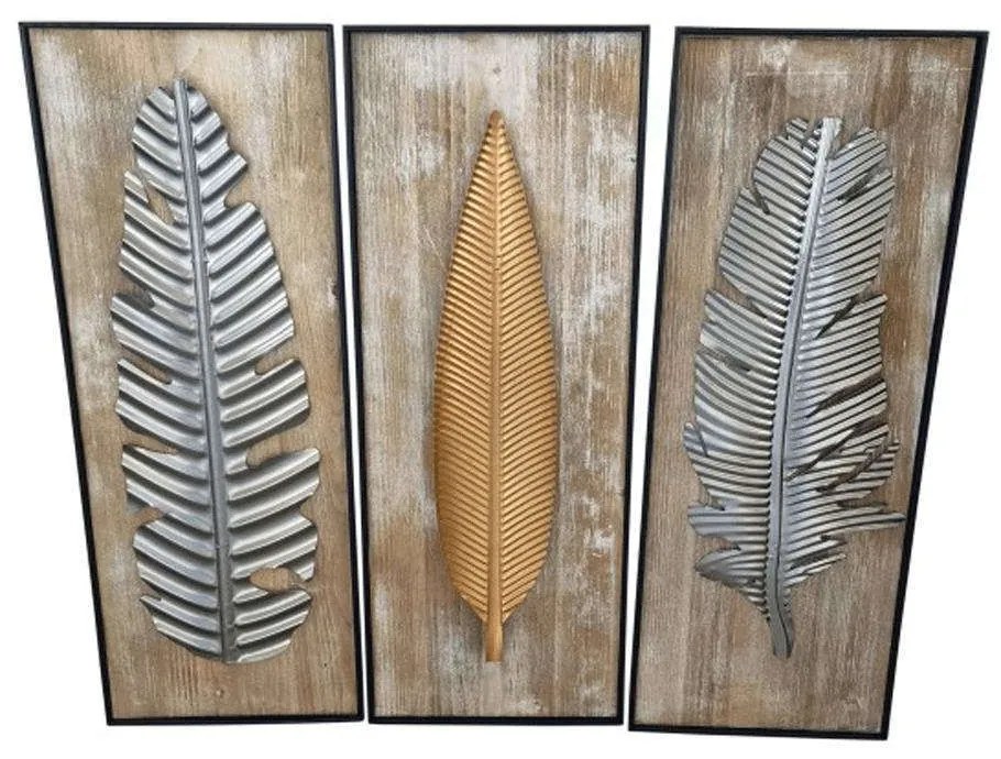 Διακοσμητικό Τοίχου (Σετ 3Τμχ) HC222009Τ3 27x51cm Multi Oriana Ferelli® Metal