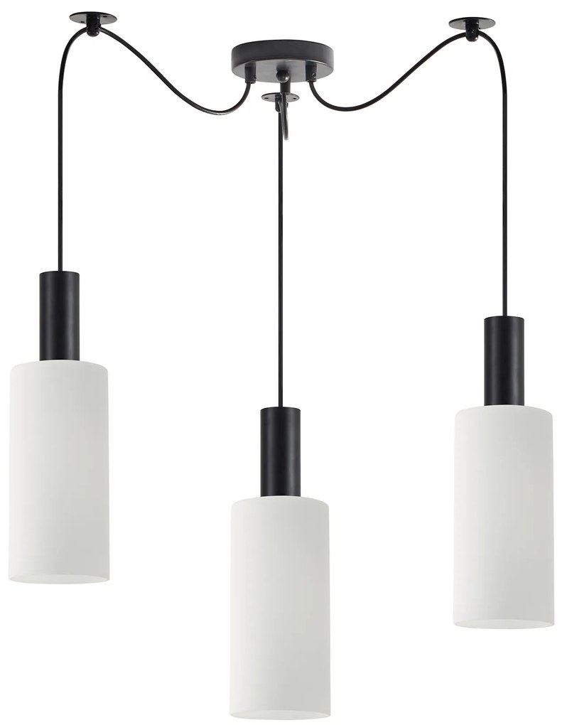 SE21-BL-4-BL3-GL3 ADEPT TUBE Black Pendant White Glass+