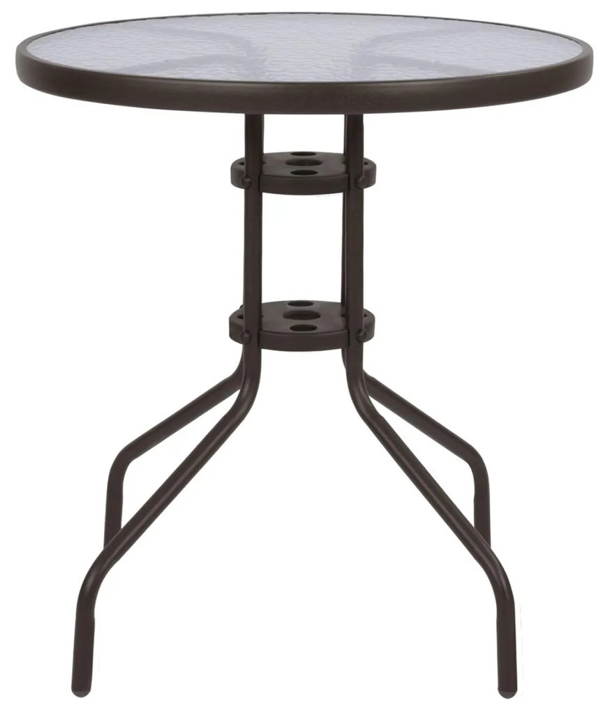 Τραπέζι LIMA Μεταλλικό Καφέ με Γυάλινη Επιφάνεια Φ70x70Υ εκ. 70x70x70 εκ.