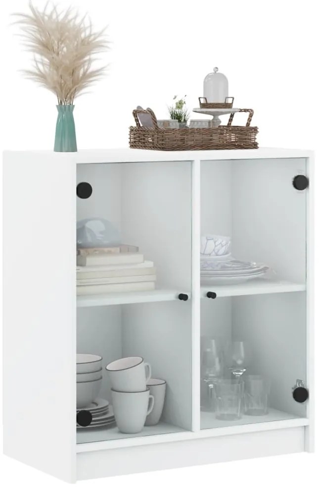 vidaXL Βοηθητικό Ντουλάπι Λευκό 68x37x75,5 εκ. με Γυάλινες Πόρτες