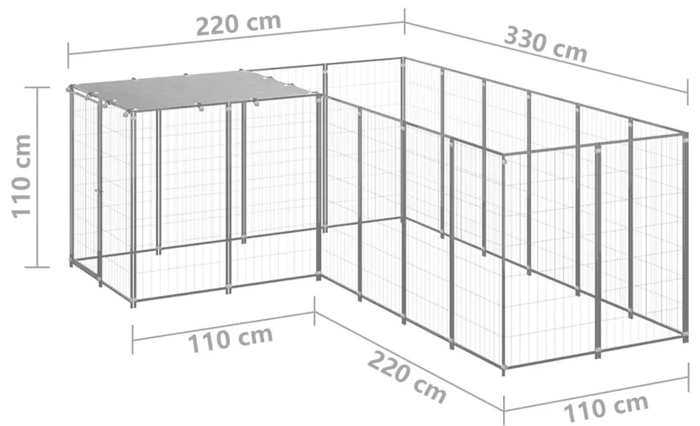 Σπιτάκι Σκύλου Ασημί 4,84 μ² Ατσάλινο - Ασήμι