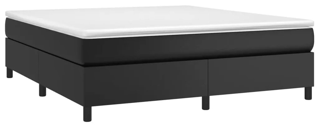 vidaXL Κρεβάτι Boxspring με Στρώμα Μαύρο 180x200εκ.από Συνθετικό Δέρμα