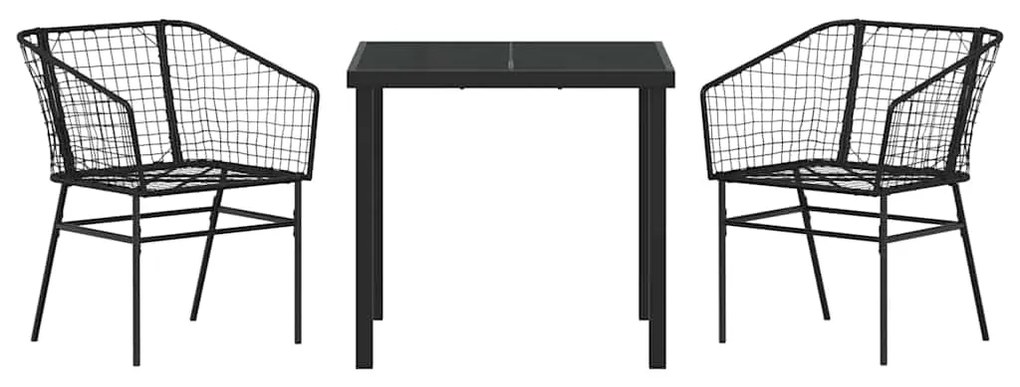 vidaXL Σέτ φαγητού για κήπο 3 pcs Μαύρο συνθετικό ρατάν