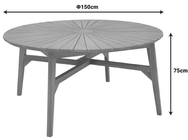 Τραπέζι Colen teak ξύλο σε φυσική απόχρωση Φ150x75εκ 150x150x75 εκ.